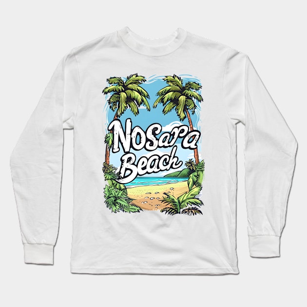 Escape to Nosara Beach: Tropical Landscape Art 🏖️ Long Sleeve T-Shirt by Costa Rica Designs